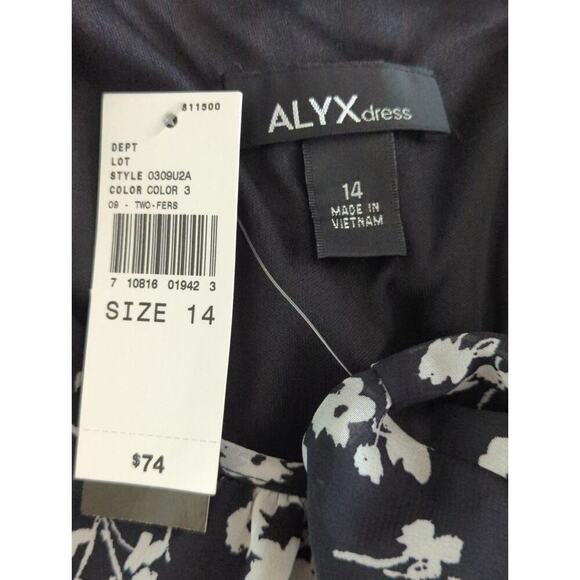Alyx Womens Floral Flutter Short Sleeve Sheath Dress Black Size‎ 14 NWT Modest - Picture 8 of 8